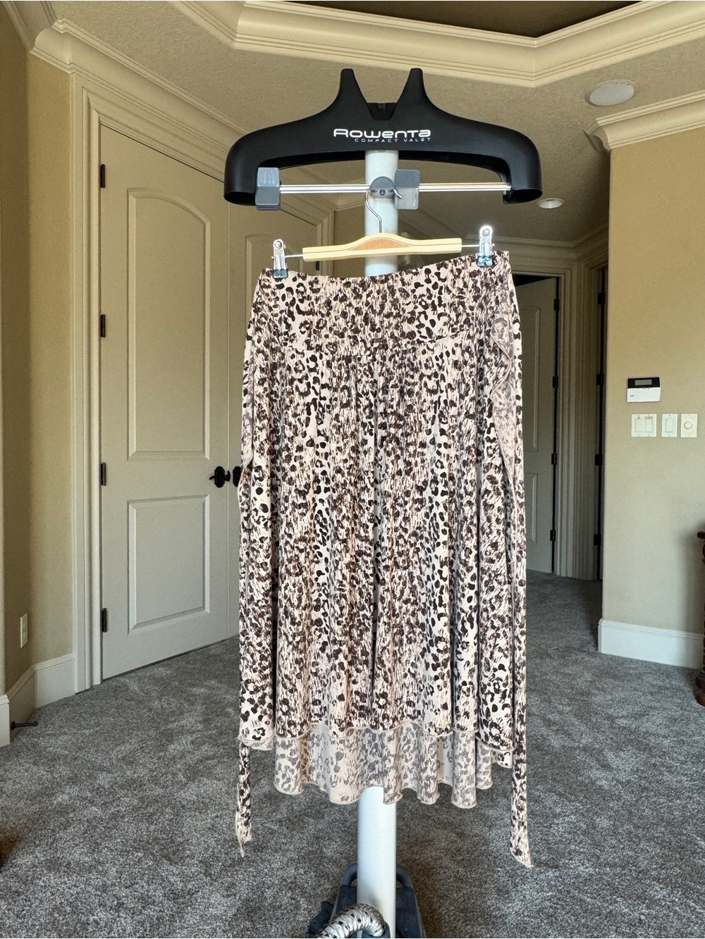 Apt. 9 Leopard Print High-Low Pleated Skirt - Neutral Brown & Black